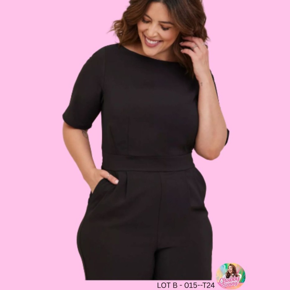 Torrid Studio Refined Crepe Boat Neck Jumpsuit Size 24 NWT Black
